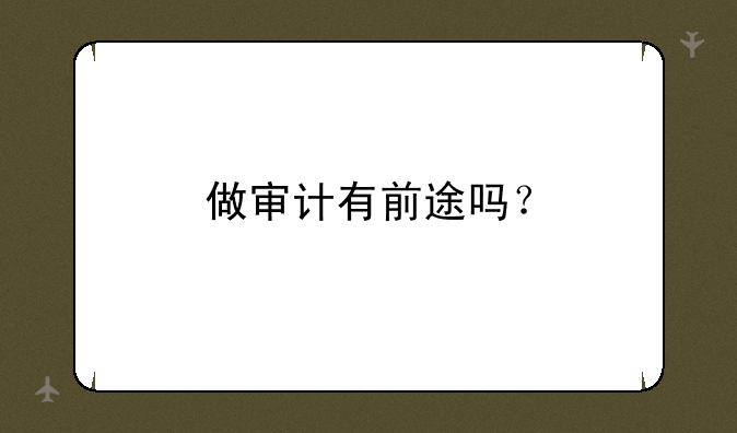 做审计有前途吗？