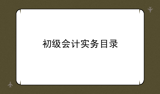 初级会计实务目录