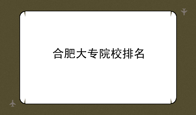 合肥大专院校排名