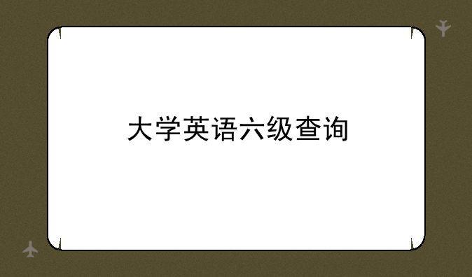 大学英语六级查询