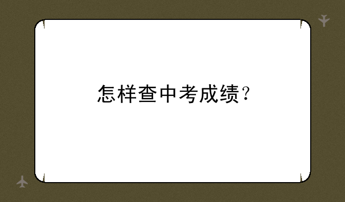 怎样查中考成绩？