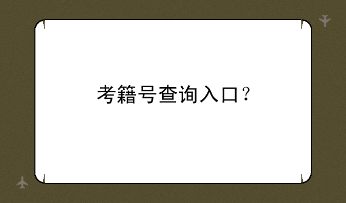 考籍号查询入口？