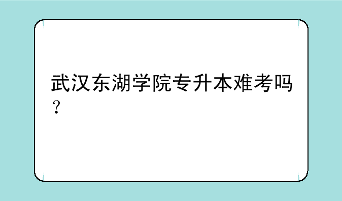 武汉东湖学院专升本难考吗？