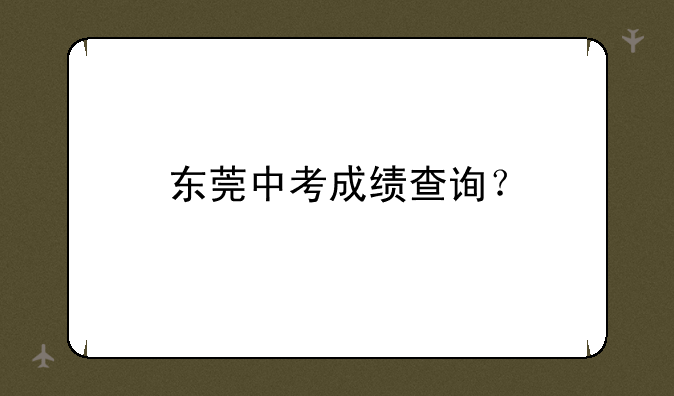 东莞中考成绩查询？