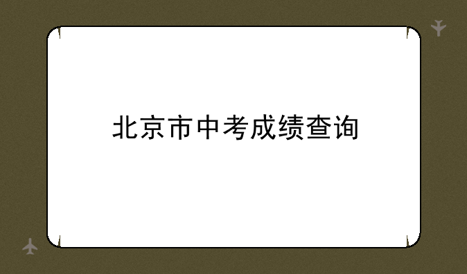 北京市中考成绩查询