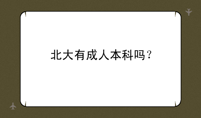 北大有成人本科吗？