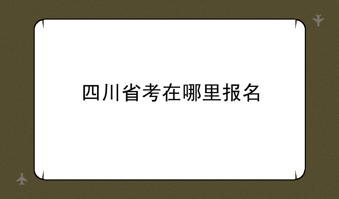 四川省考在哪里报名