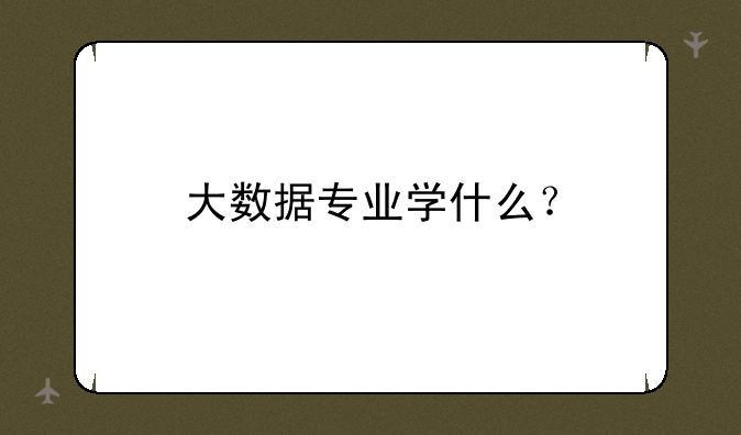 大数据专业学什么？