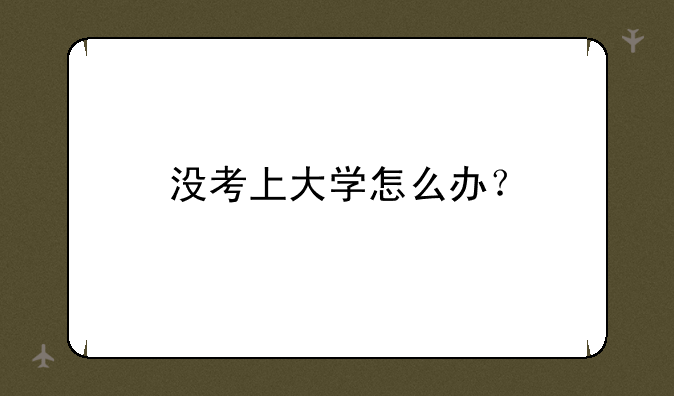 没考上大学怎么办？