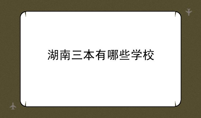 湖南三本有哪些学校