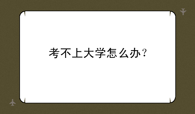 考不上大学怎么办？