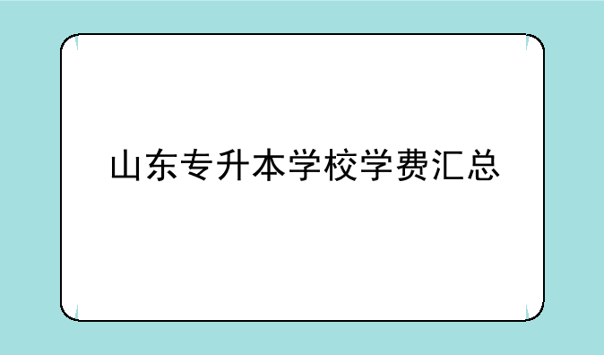 山东专升本学校学费汇总