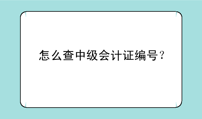 怎么查中级会计证编号？