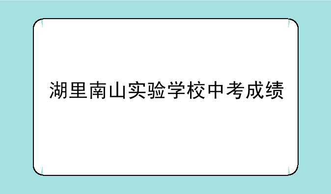 湖里南山实验学校中考成绩