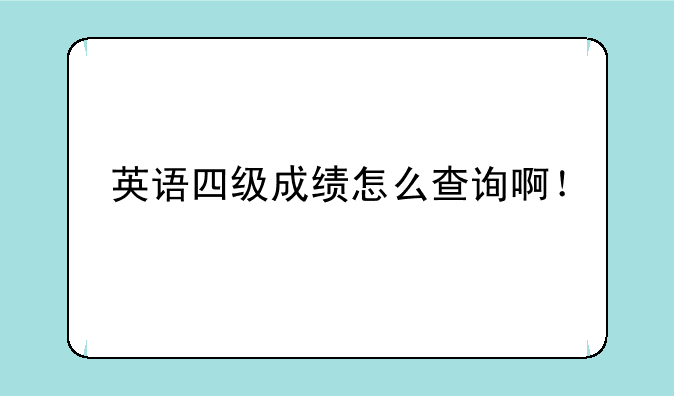 英语四级成绩怎么查询啊！