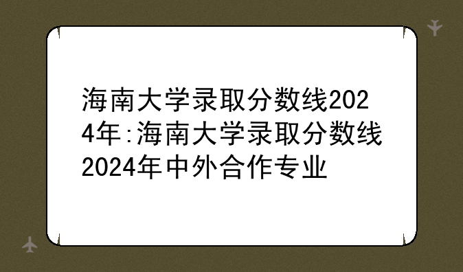 海南大学录取分数线2024年:海南大学录取分数线2024年中外合作专业