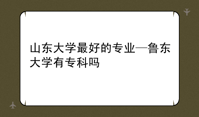 山东大学最好的专业—鲁东大学有专科吗
