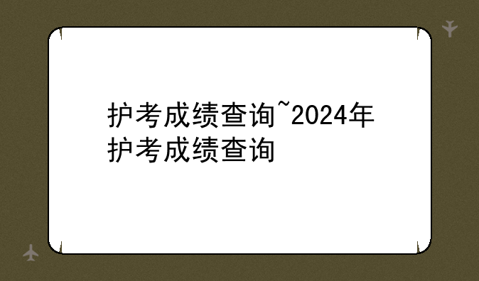 护考成绩查询~2024年护考成绩查询